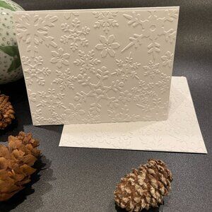 Snowflakes Embossed Holiday Cards, White Holiday Cards Set, Handmade Elegant Gre